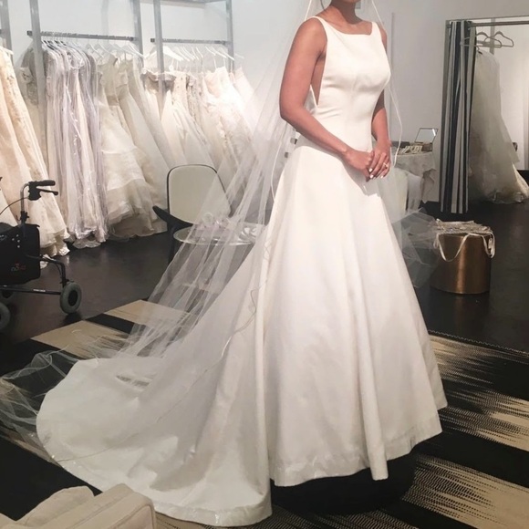 MIKAELLA wedding gown by PALOMA BLANCA backless in satin in Small/XS - Picture 3 of 15